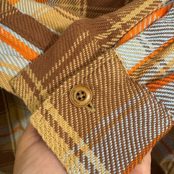 Outerknown Women's Brown Orange Blue Blanket Shirtdress Flannel Small NWT - Picture 7 of 8